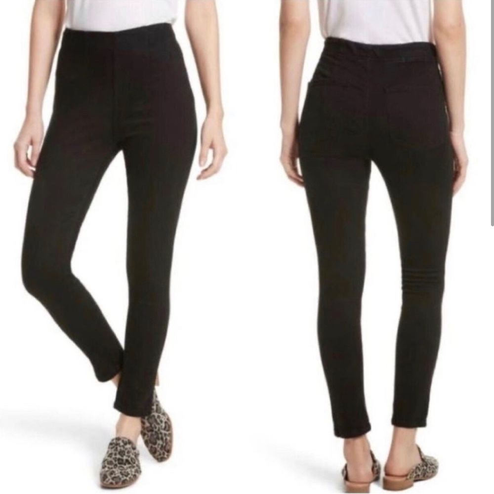 Free People Ultra-High Pull-On Skinny Jeans in Black Size 25